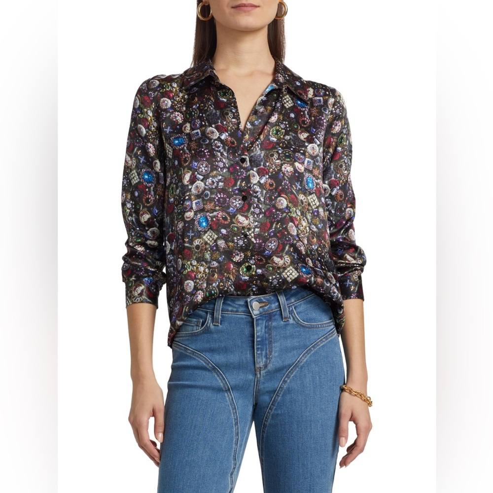 L'AGENCE silk Tyler gemstone blouse - NWT - Size XS